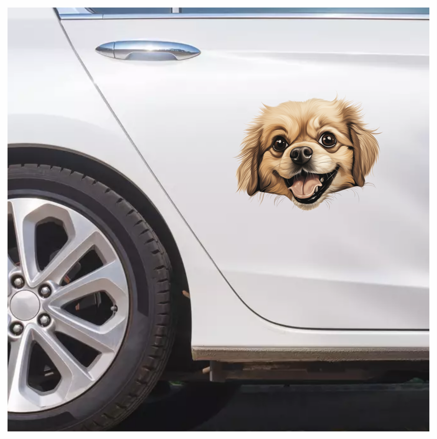 Beige Dog Spaniel Happy Face Vinyl Sticker Decal
