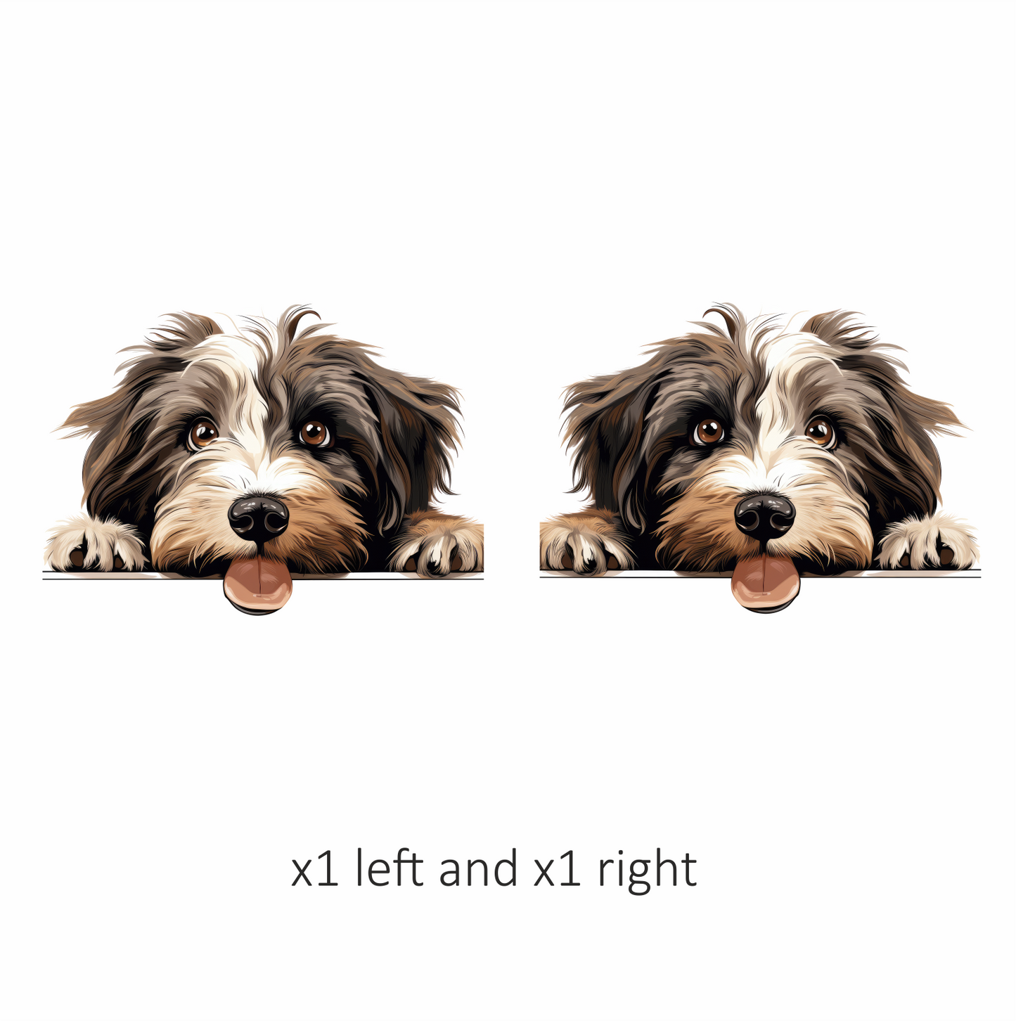 Brown White Dog Shaggy Terrier Vinyl Sticker Decal