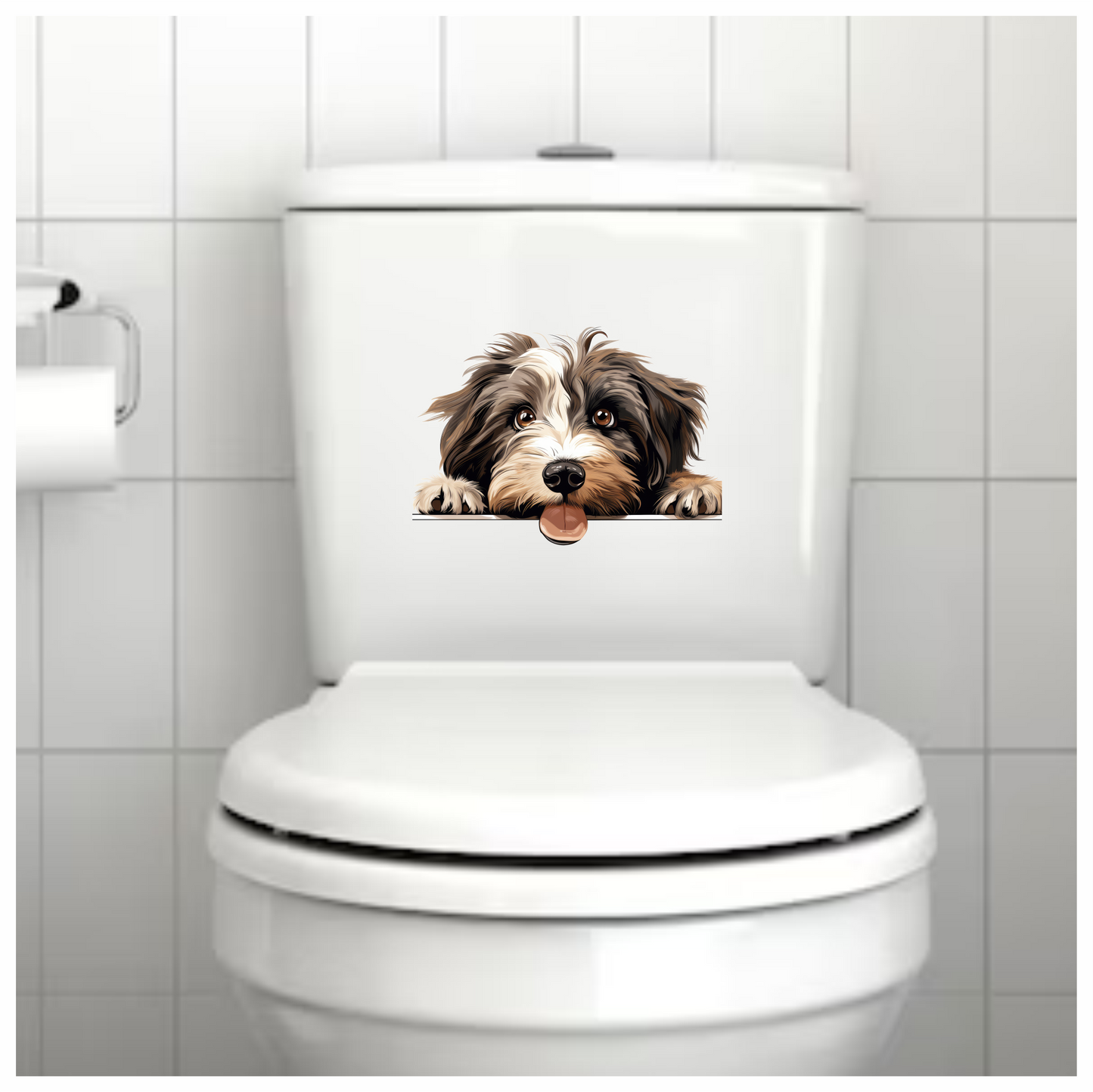 Brown White Dog Shaggy Terrier Vinyl Sticker Decal