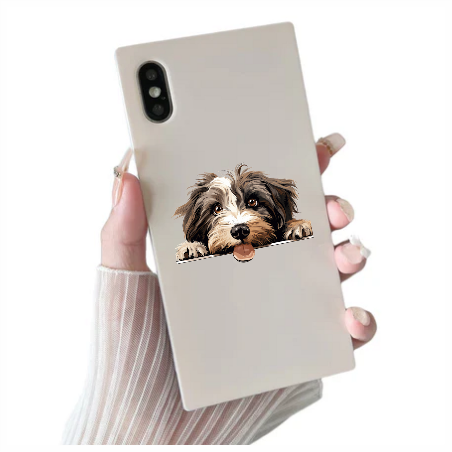 Brown White Dog Shaggy Terrier Vinyl Sticker Decal