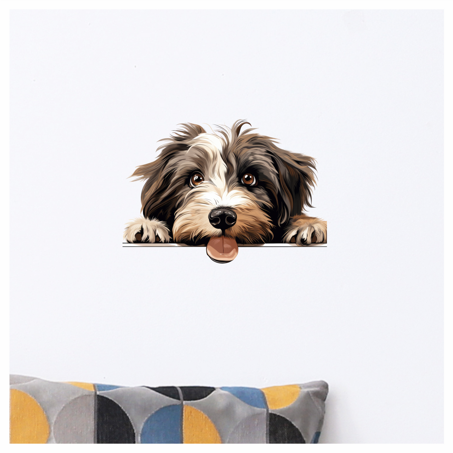 Brown White Dog Shaggy Terrier Vinyl Sticker Decal