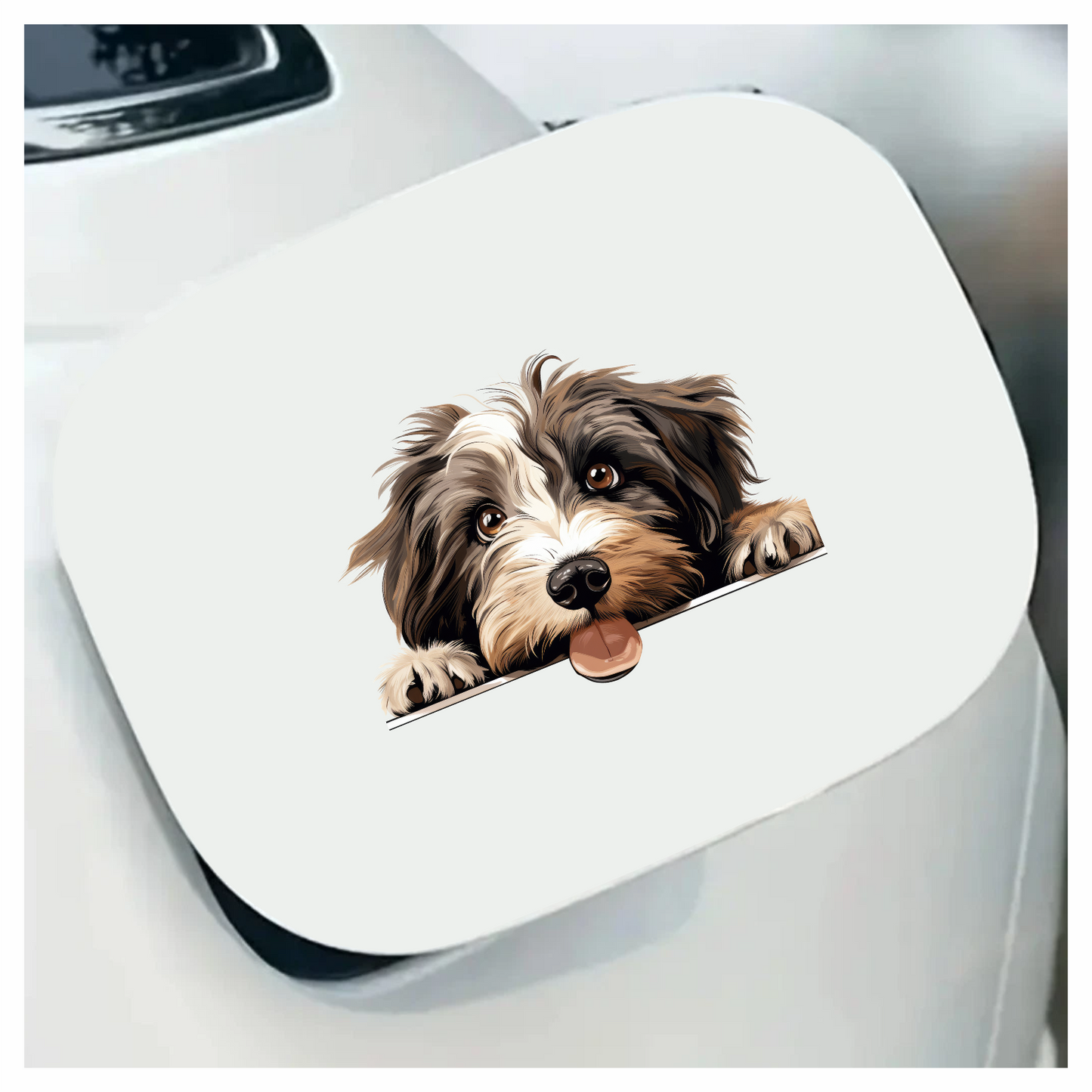 Brown White Dog Shaggy Terrier Vinyl Sticker Decal