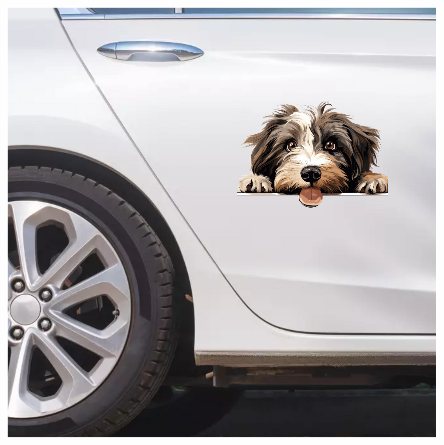Brown White Dog Shaggy Terrier Vinyl Sticker Decal