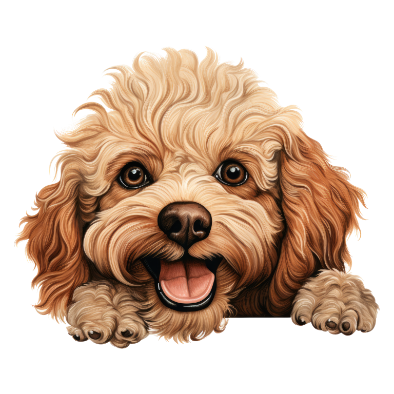 Brown Poodle Dog Happy Face Vinyl Sticker Decal