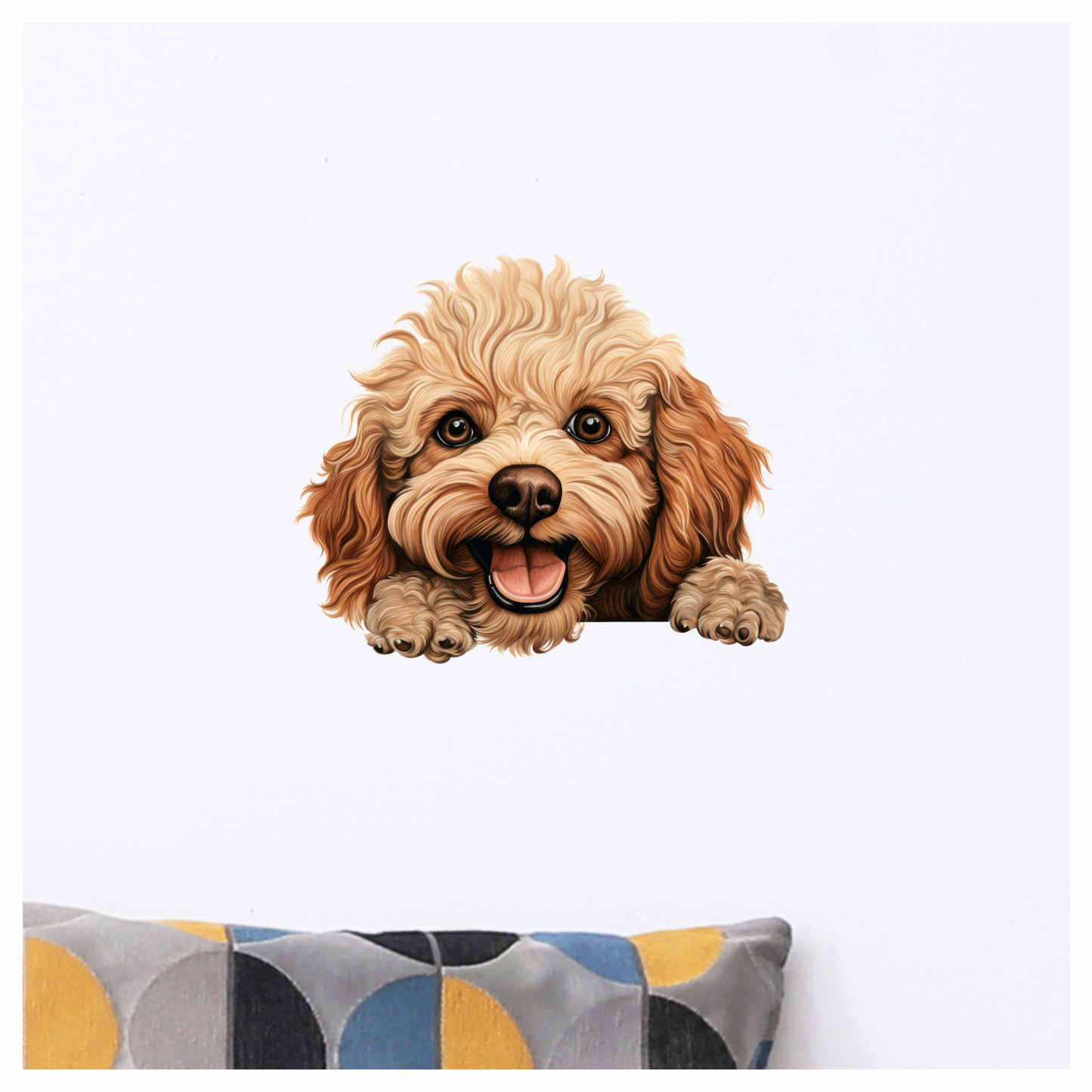 Brown Poodle Dog Happy Face Vinyl Sticker Decal