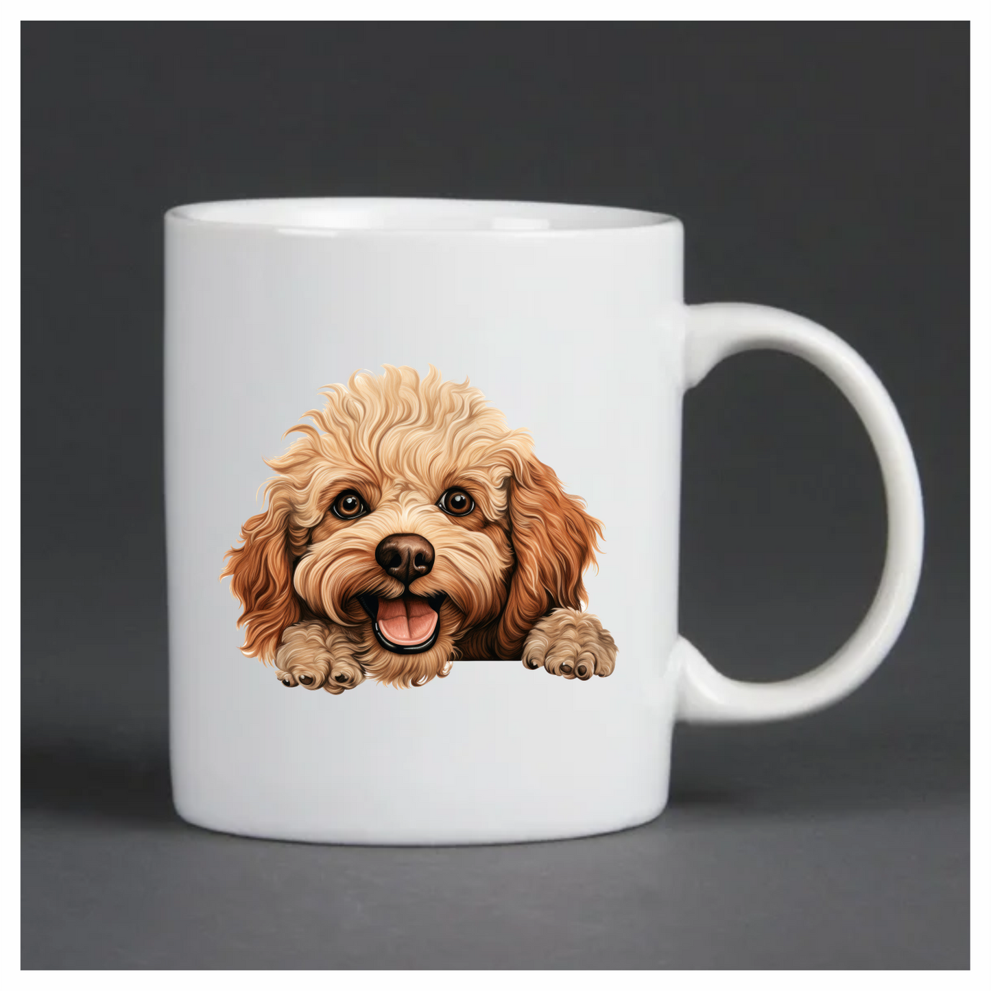 Brown Poodle Dog Happy Face Vinyl Sticker Decal