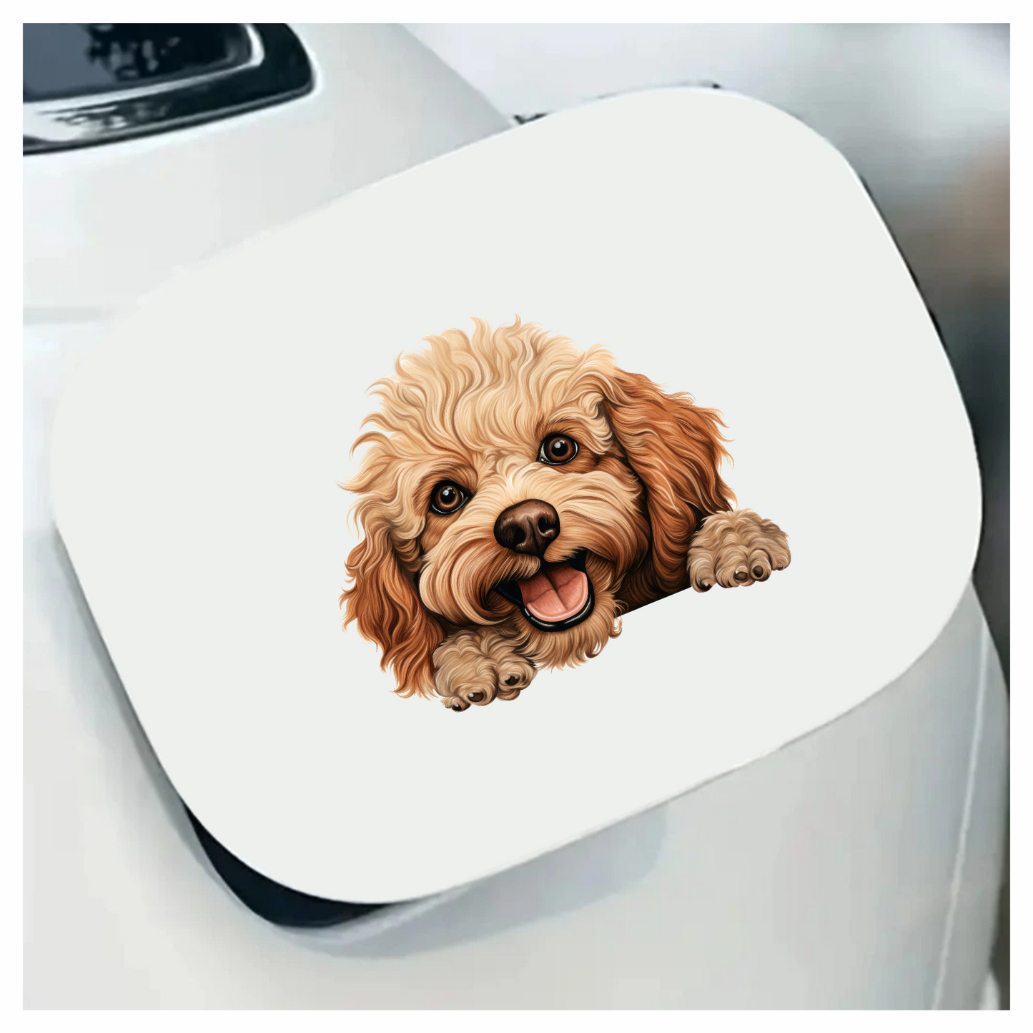 Brown Poodle Dog Happy Face Vinyl Sticker Decal