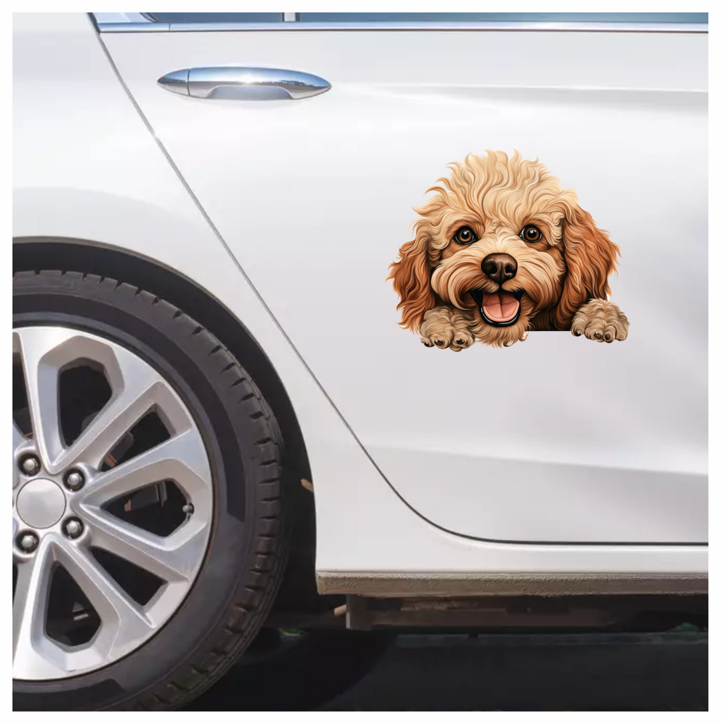 Brown Poodle Dog Happy Face Vinyl Sticker Decal
