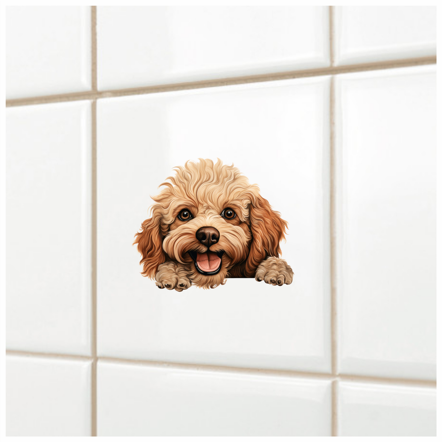 Brown Poodle Dog Happy Face Vinyl Sticker Decal