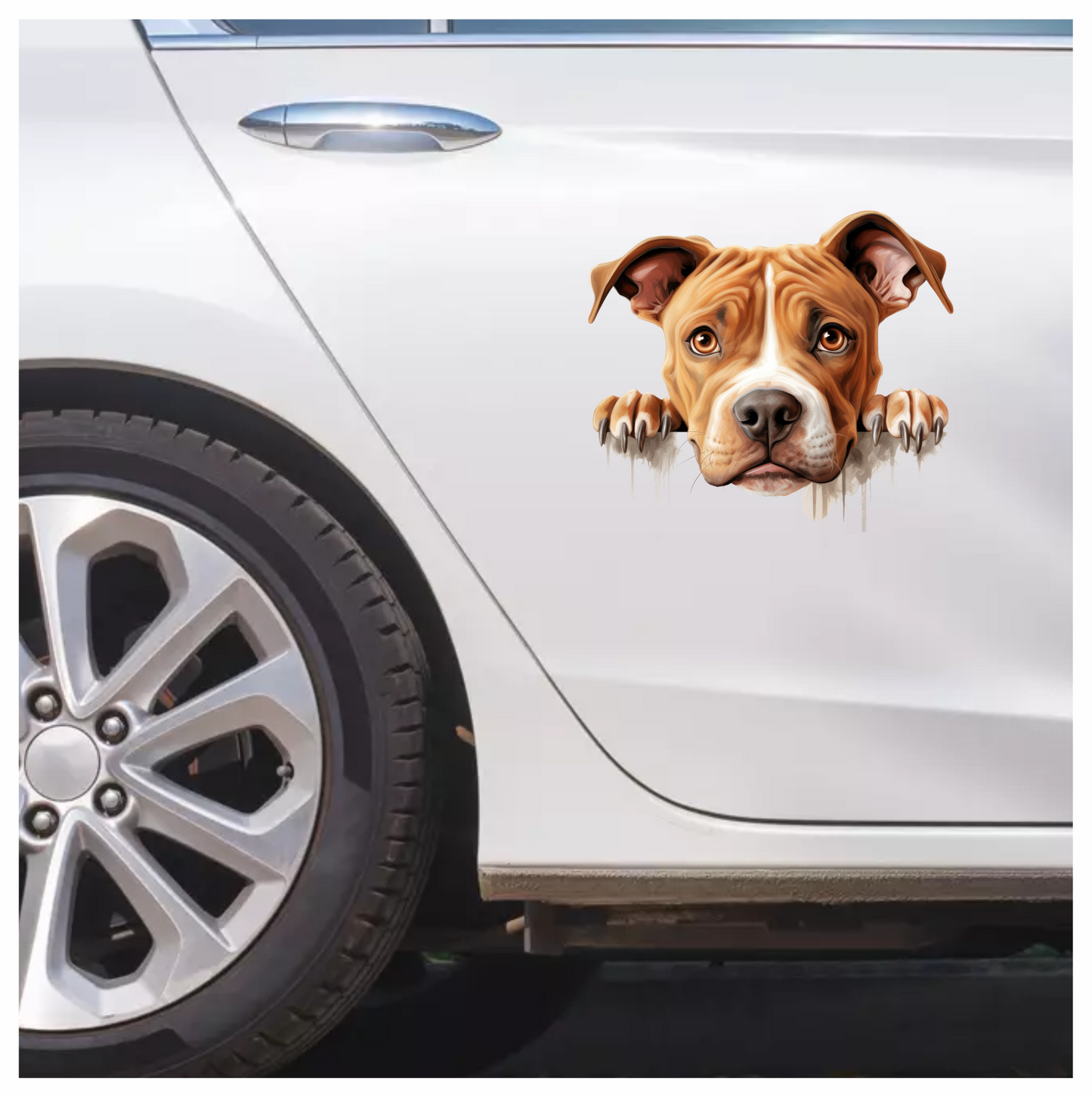 Brown Dog Pitbull Paws Cute Vinyl Sticker Decal