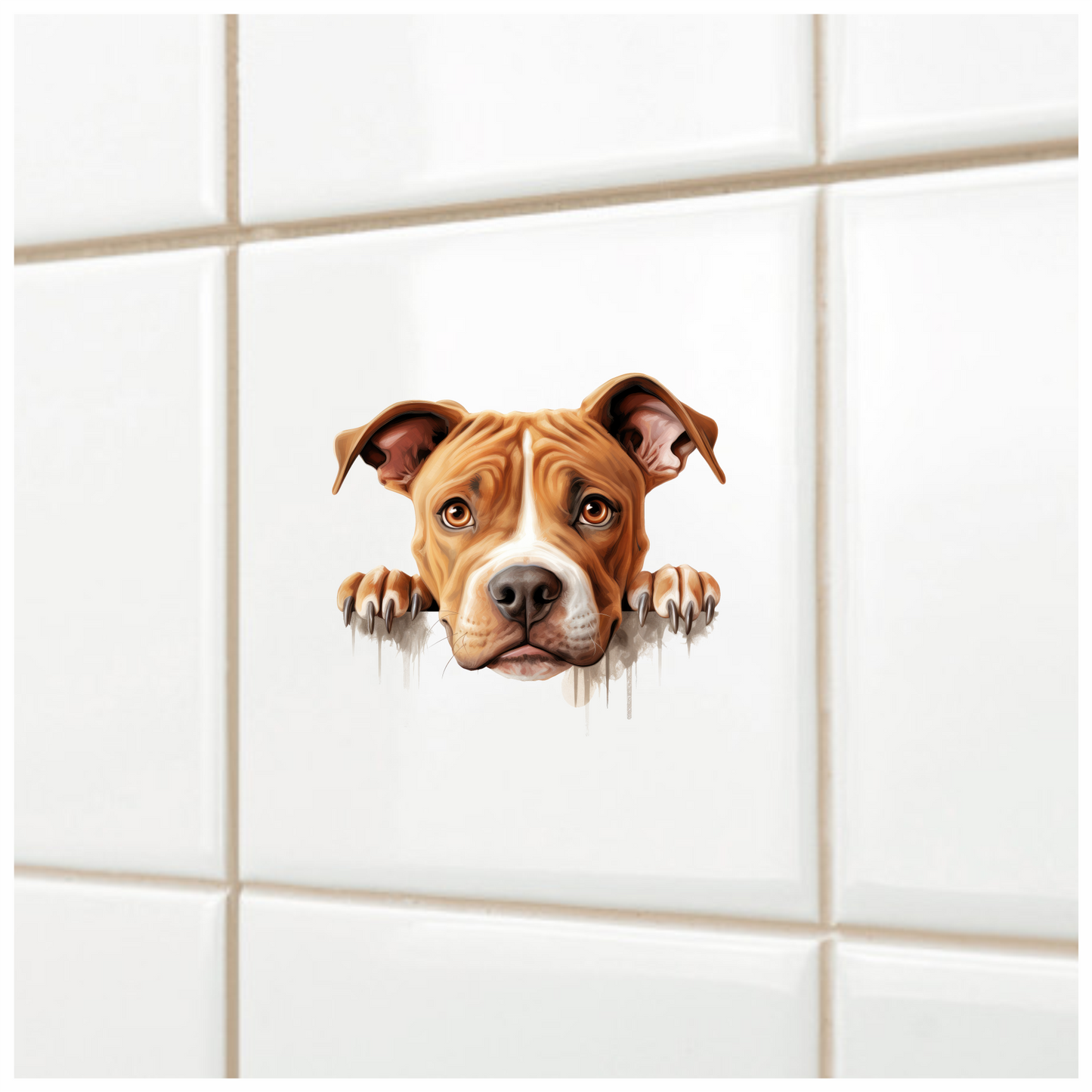 Brown Dog Pitbull Paws Cute Vinyl Sticker Decal