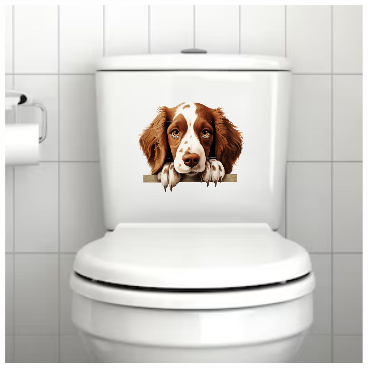 Brown White Spaniel Dog Face Vinyl Sticker Decal