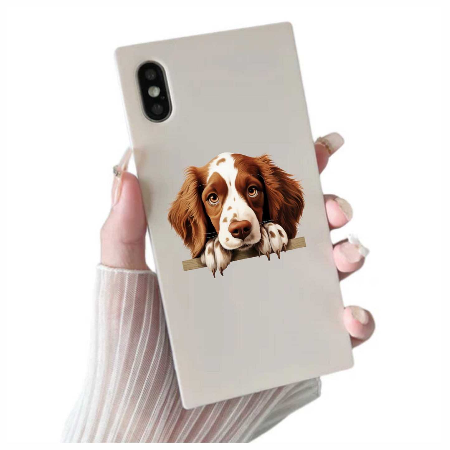 Brown White Spaniel Dog Face Vinyl Sticker Decal