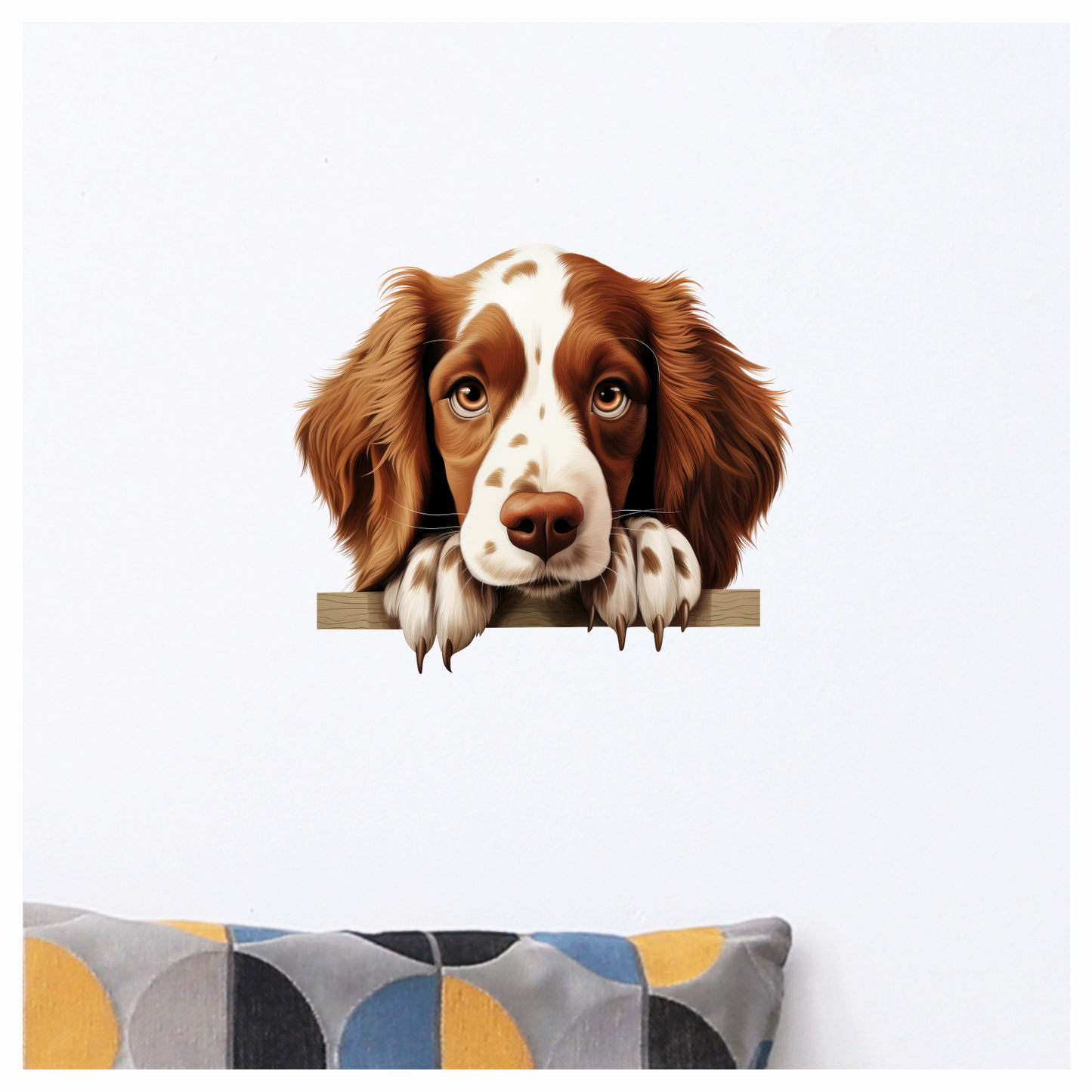 Brown White Spaniel Dog Face Vinyl Sticker Decal