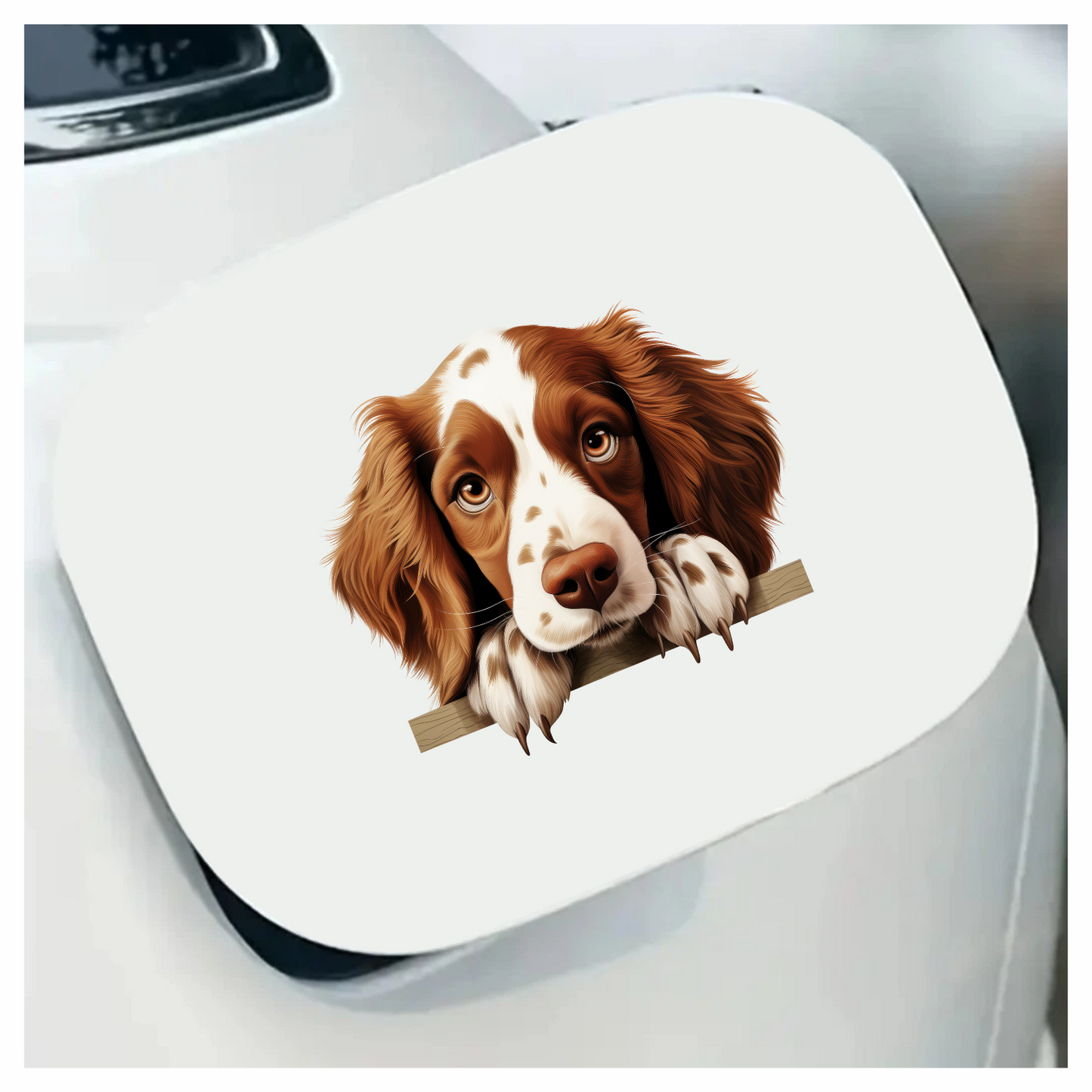 Brown White Spaniel Dog Face Vinyl Sticker Decal