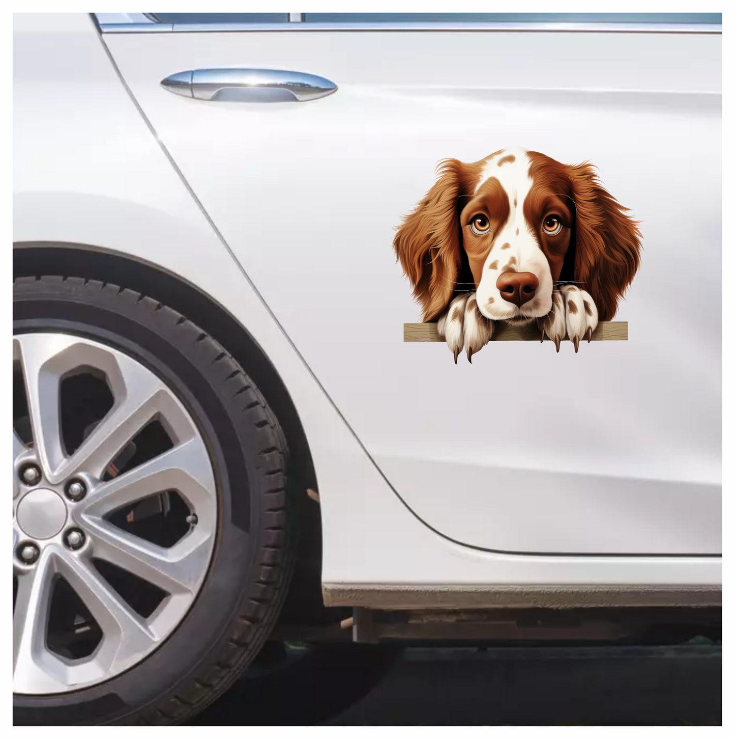 Brown White Spaniel Dog Face Vinyl Sticker Decal