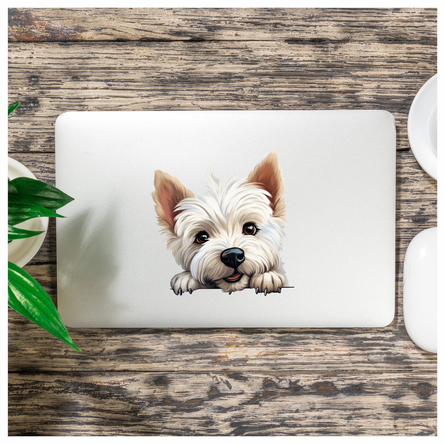 White Dog Westie Cute Face Vinyl Sticker Decal