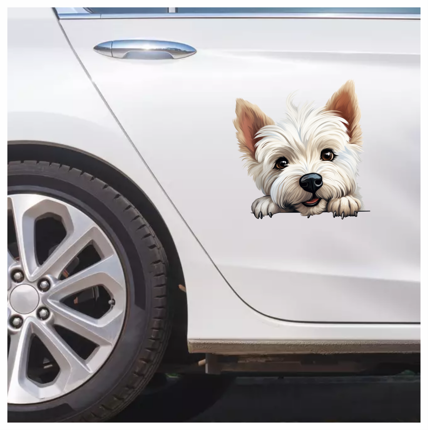 White Dog Westie Cute Face Vinyl Sticker Decal