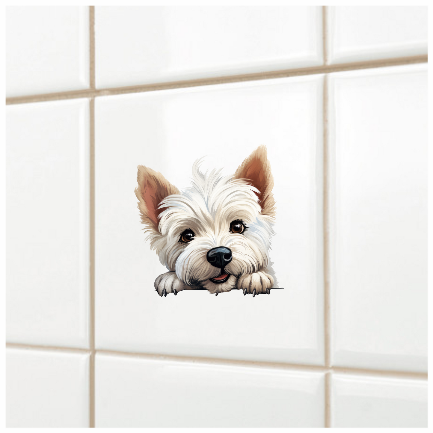 White Dog Westie Cute Face Vinyl Sticker Decal