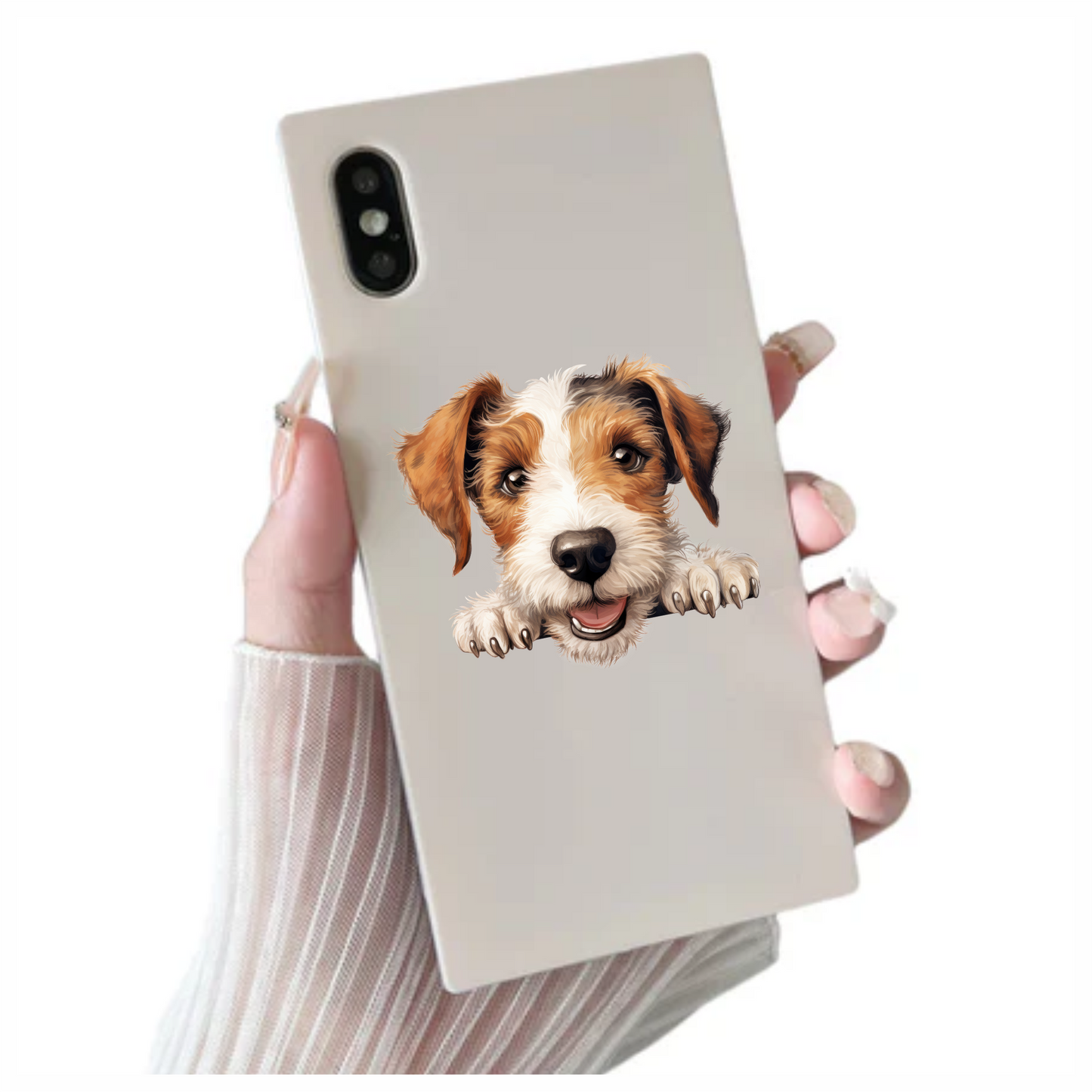 Brown White Dog Terrier Happy Vinyl Sticker Decal