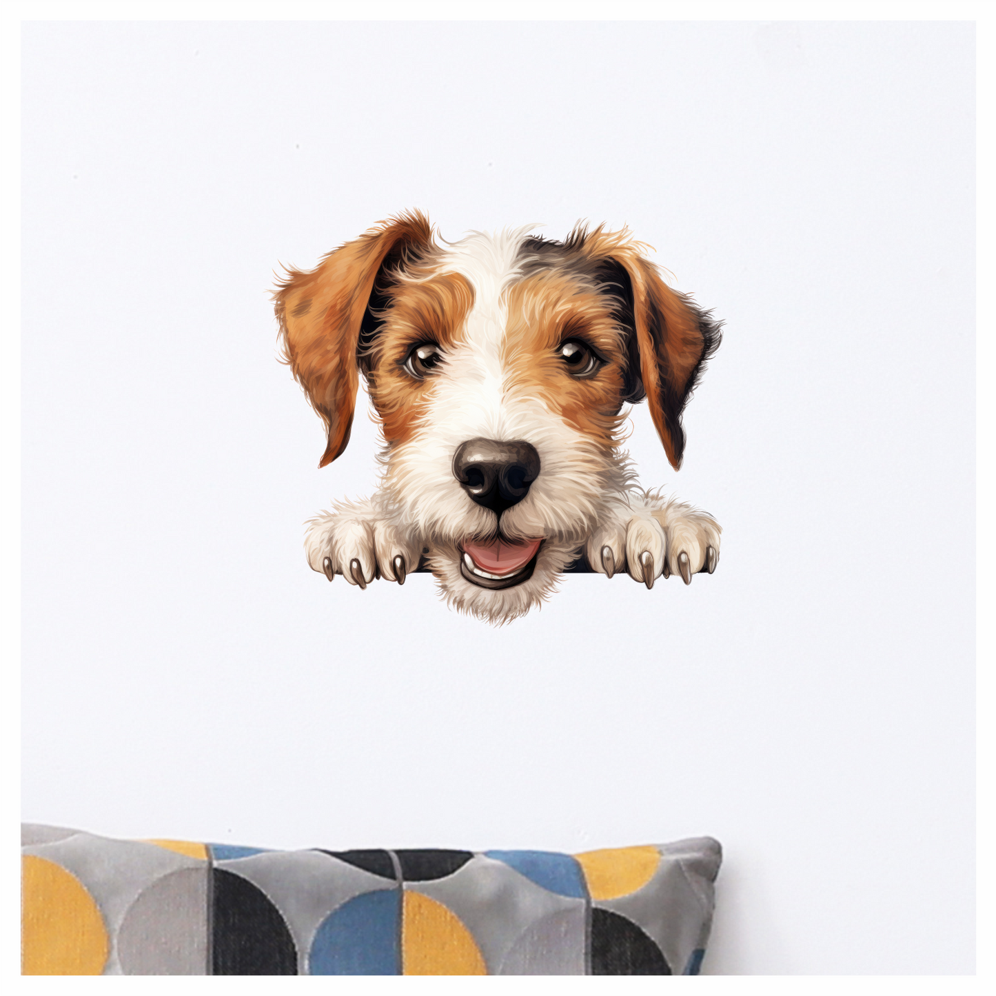 Brown White Dog Terrier Happy Vinyl Sticker Decal