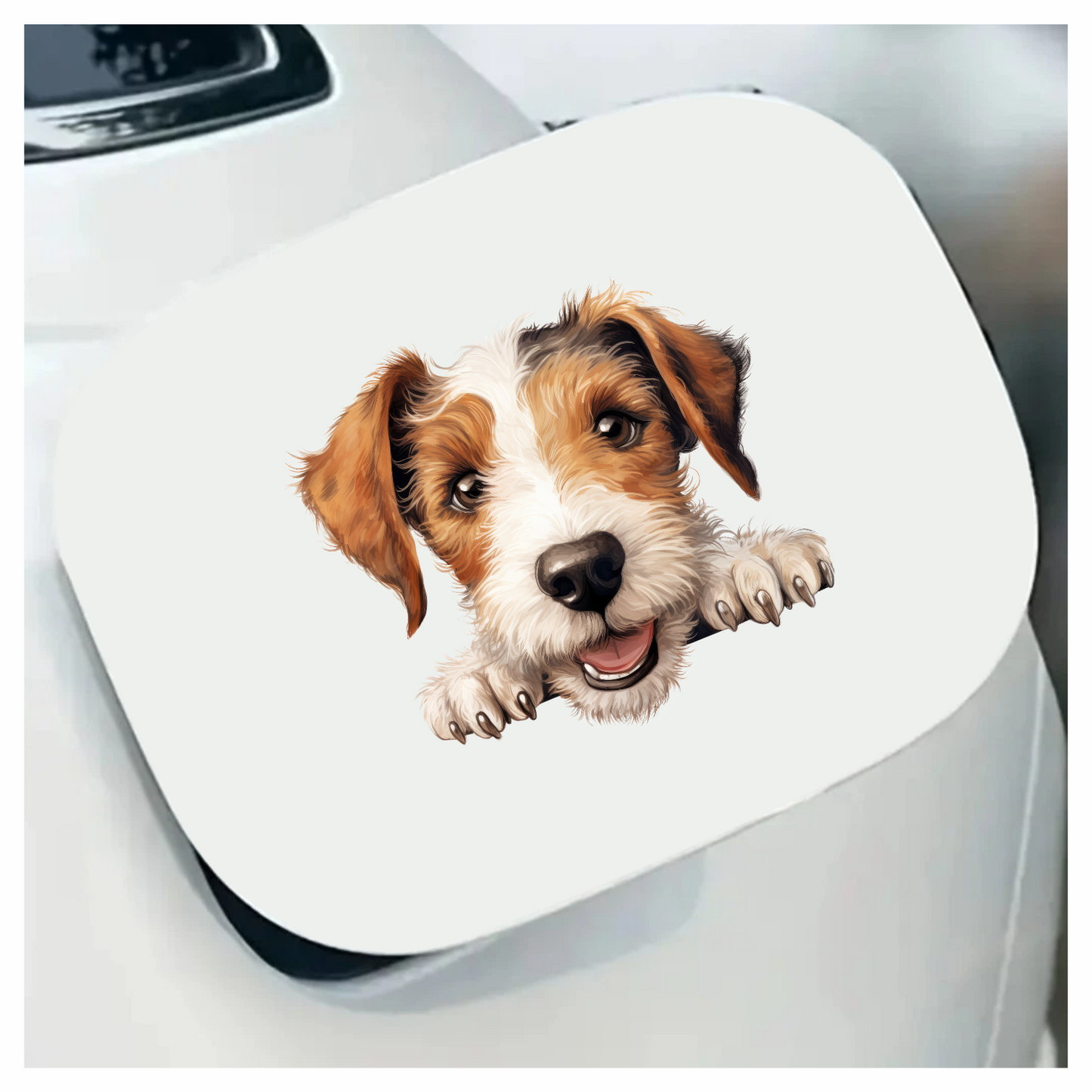 Brown White Dog Terrier Happy Vinyl Sticker Decal