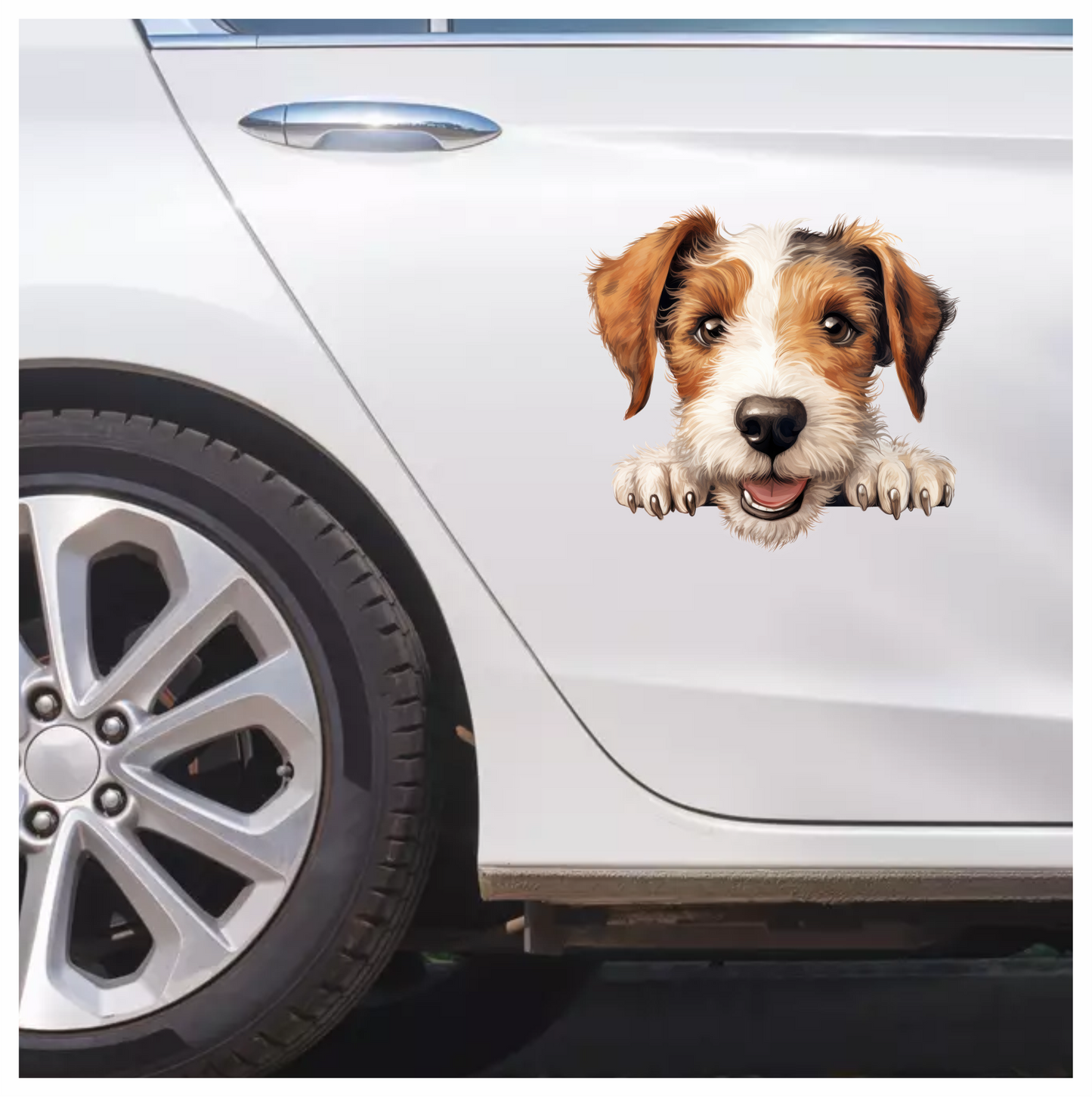 Brown White Dog Terrier Happy Vinyl Sticker Decal