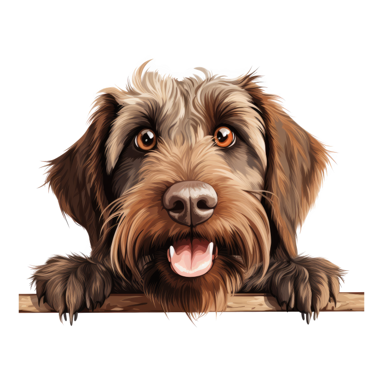 Brown Dog Wirehaired Happy Face Vinyl Sticker Decal