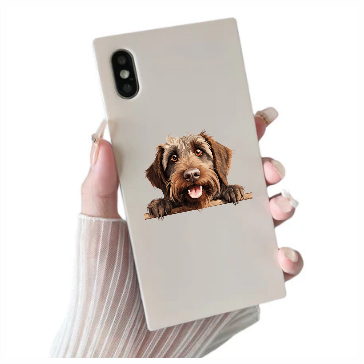 Brown Dog Wirehaired Happy Face Vinyl Sticker Decal
