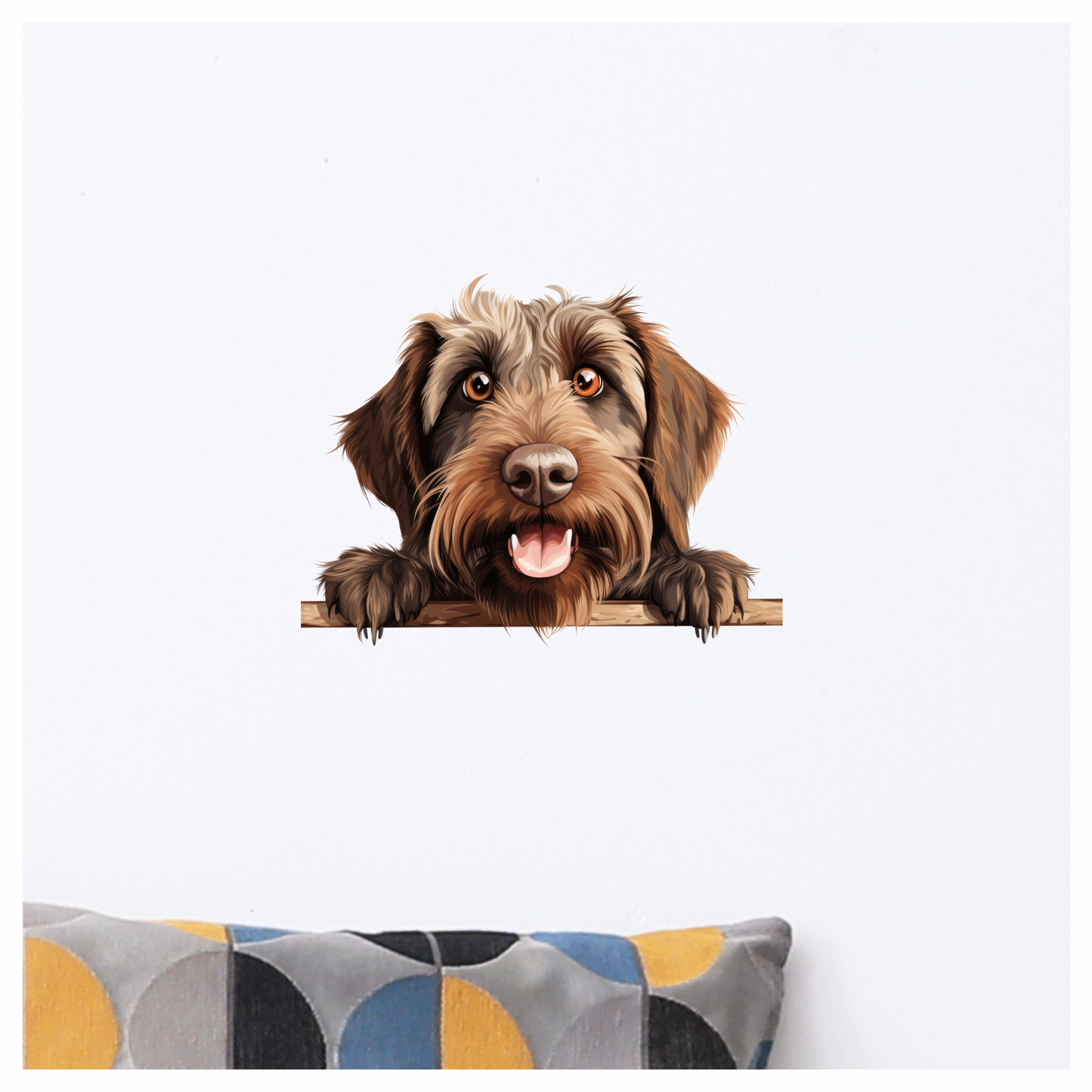 Brown Dog Wirehaired Happy Face Vinyl Sticker Decal