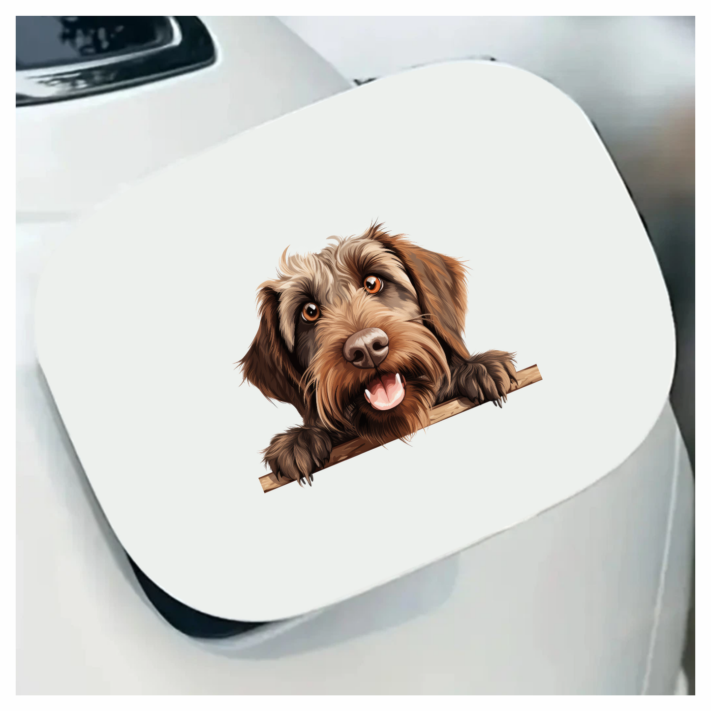 Brown Dog Wirehaired Happy Face Vinyl Sticker Decal