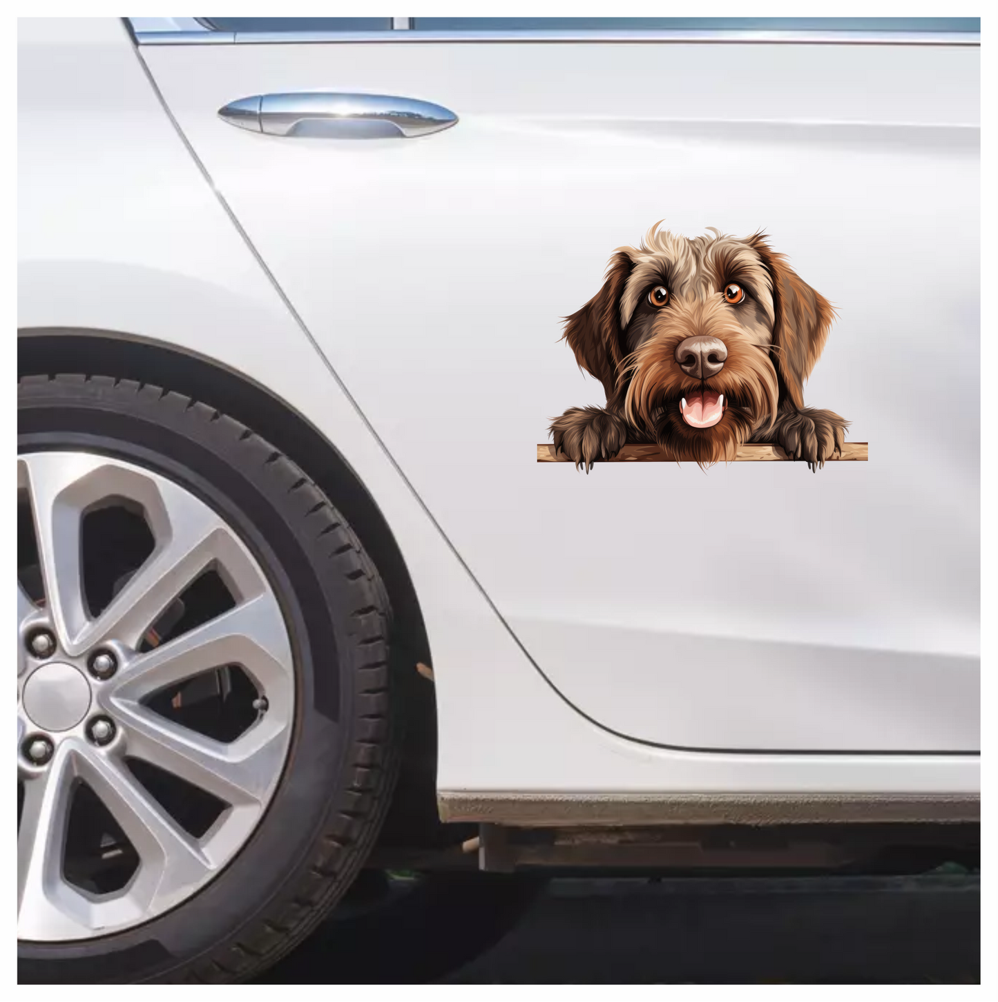 Brown Dog Wirehaired Happy Face Vinyl Sticker Decal