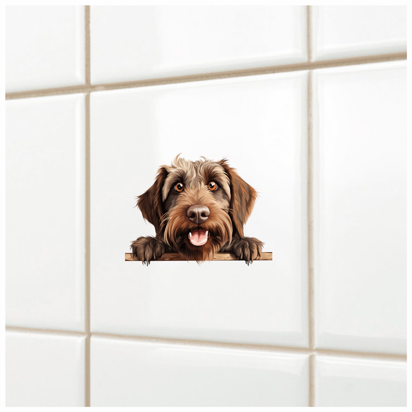 Brown Dog Wirehaired Happy Face Vinyl Sticker Decal