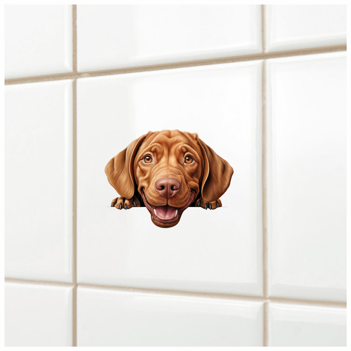 Brown Dog Labrador Smiling Face Vinyl Sticker Decal