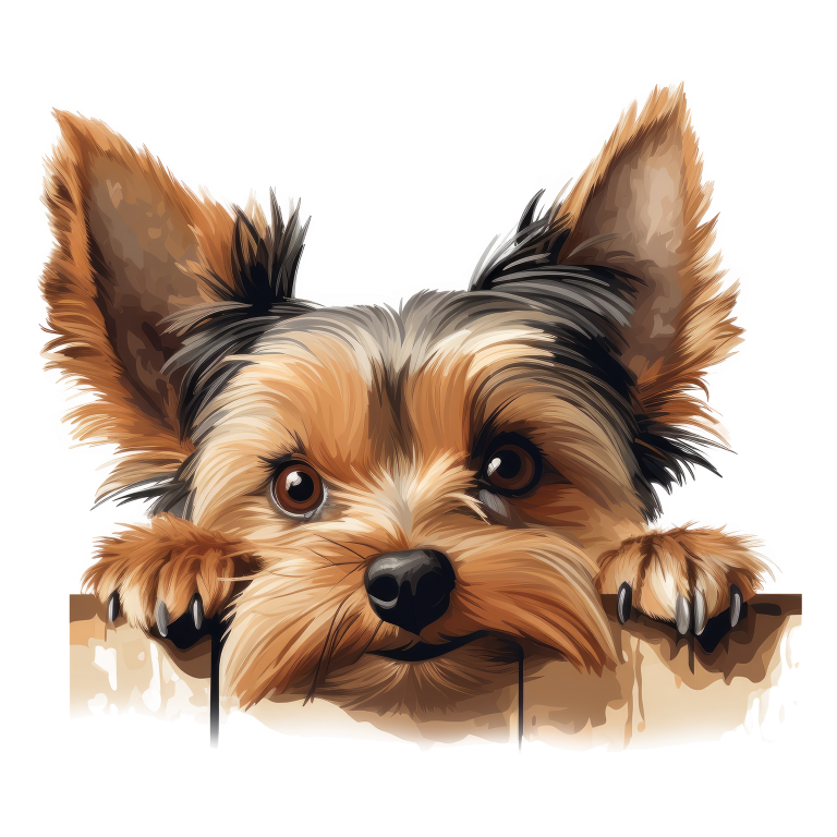 Brown Dog Yorkshire Terrier Fence Vinyl Sticker Decal