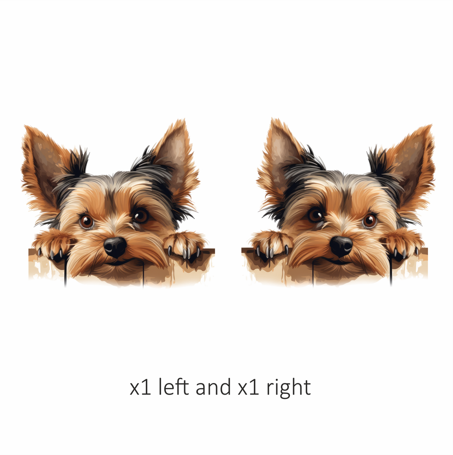 Brown Dog Yorkshire Terrier Fence Vinyl Sticker Decal