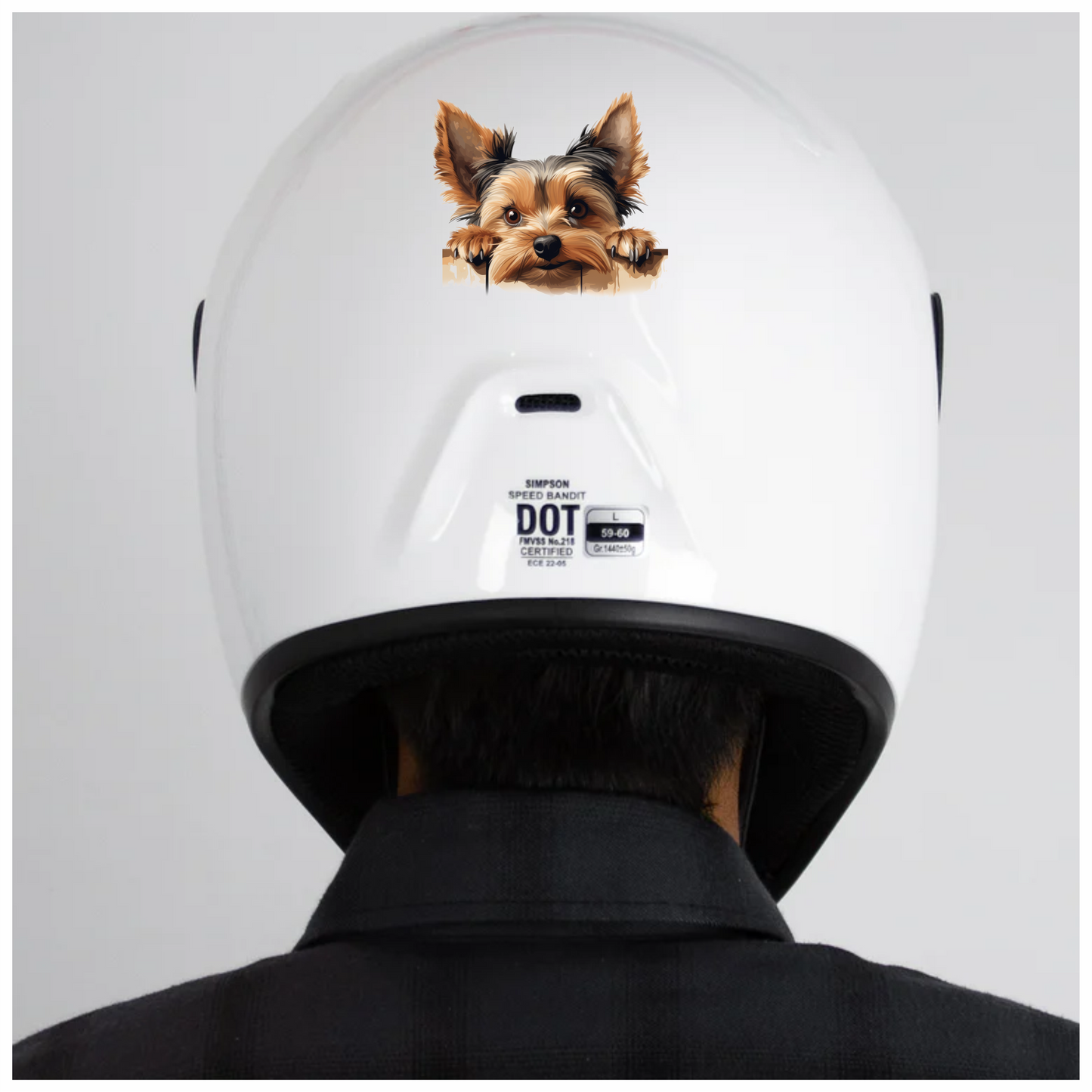 Brown Dog Yorkshire Terrier Fence Vinyl Sticker Decal