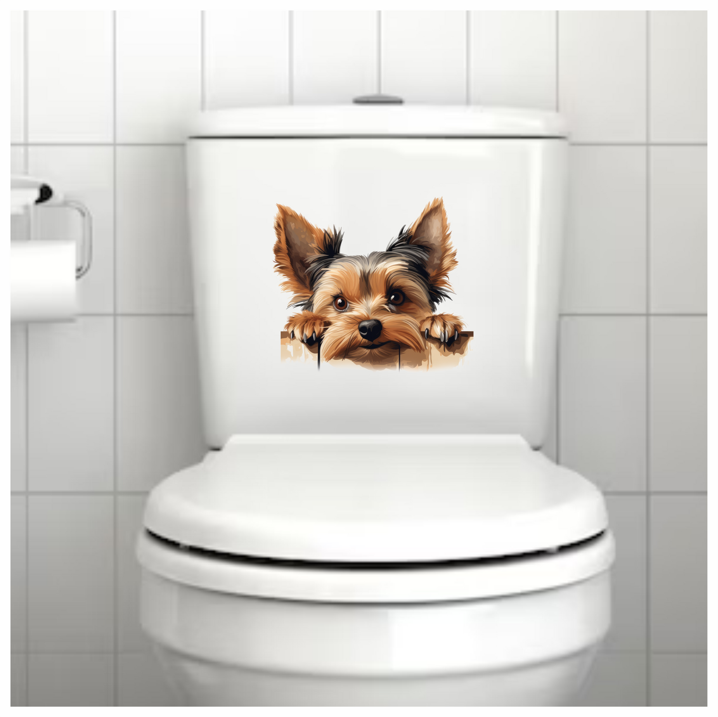 Brown Dog Yorkshire Terrier Fence Vinyl Sticker Decal