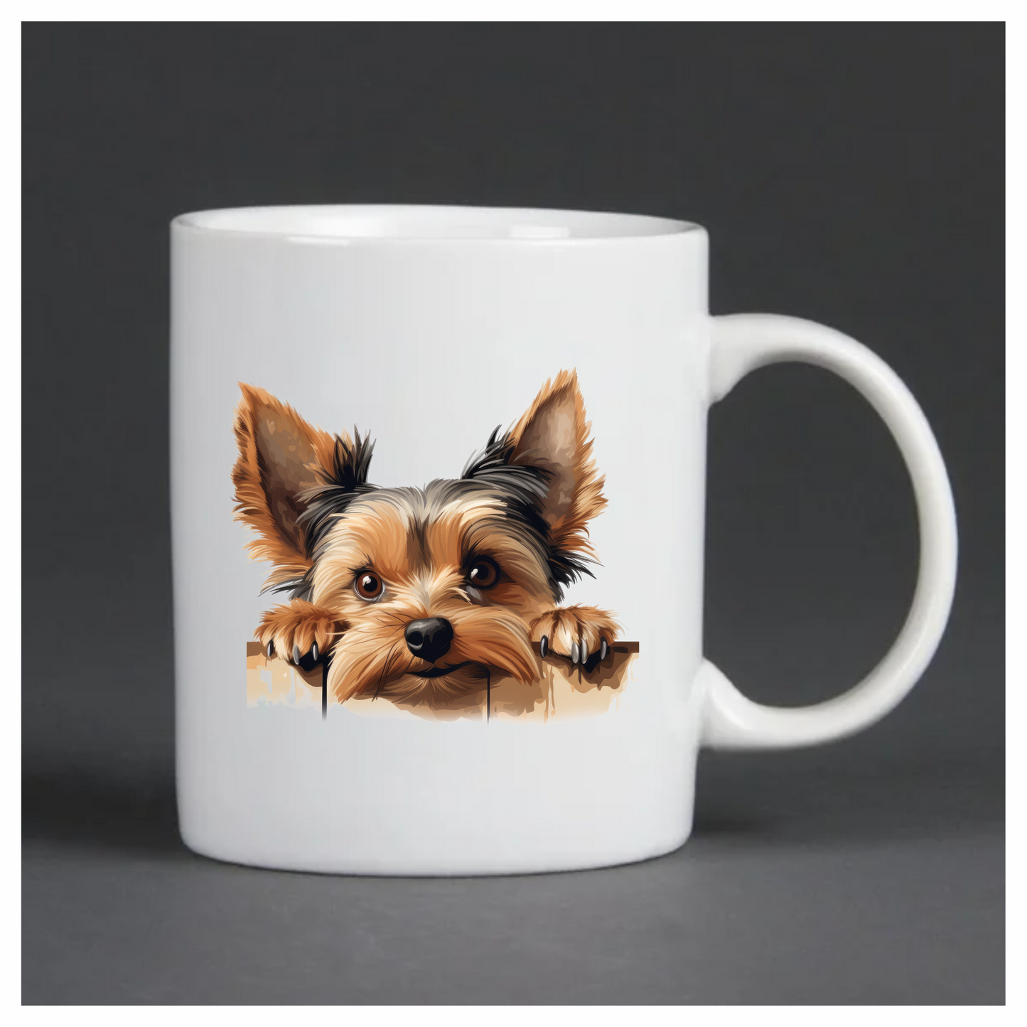 Brown Dog Yorkshire Terrier Fence Vinyl Sticker Decal