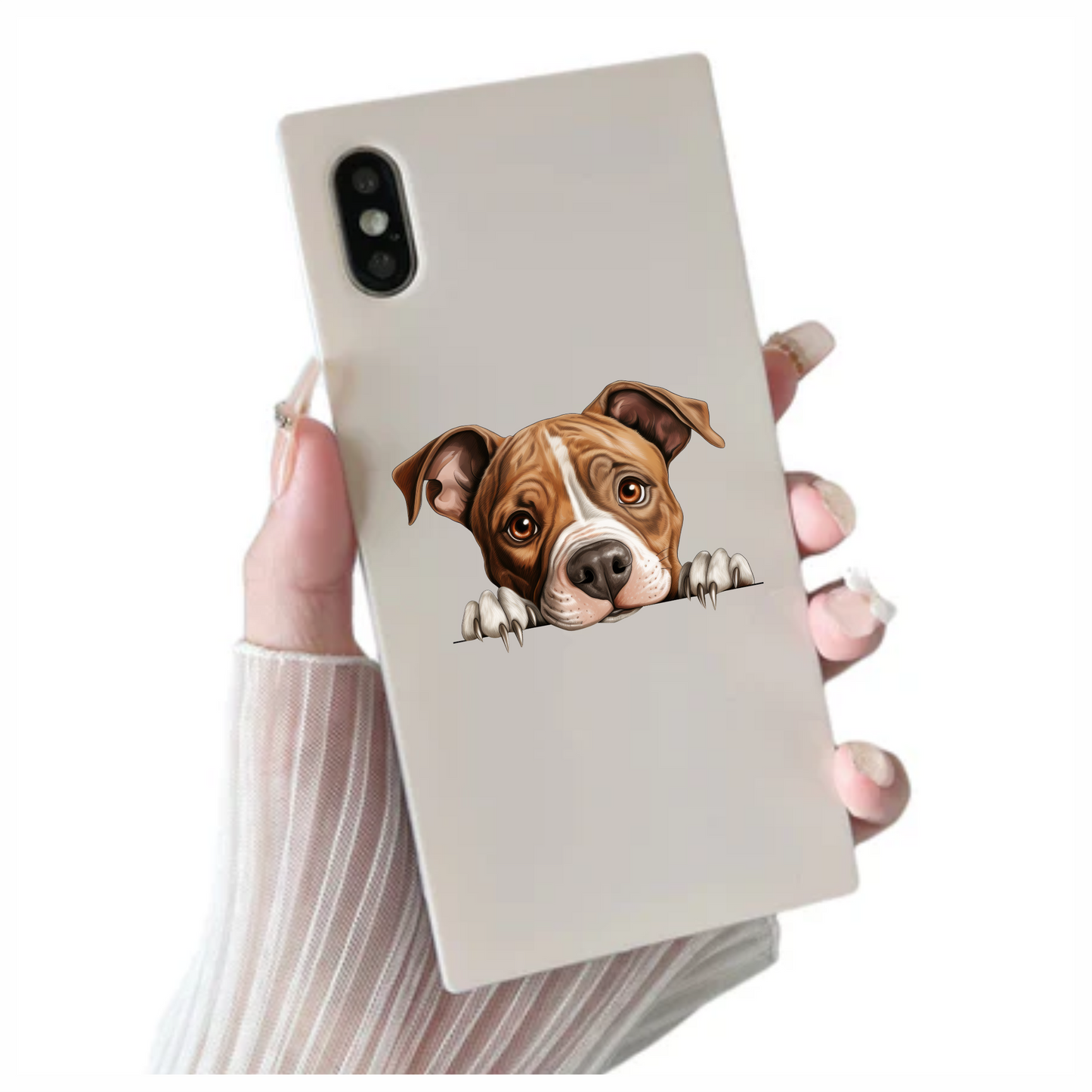 Brown Dog Bulldog Face Close Up Vinyl Sticker Decal
