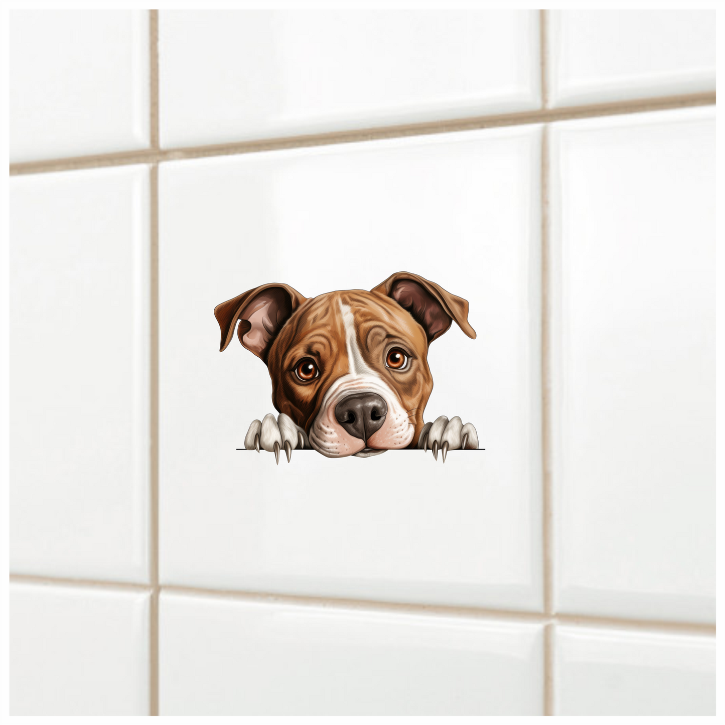 Brown Dog Bulldog Face Close Up Vinyl Sticker Decal