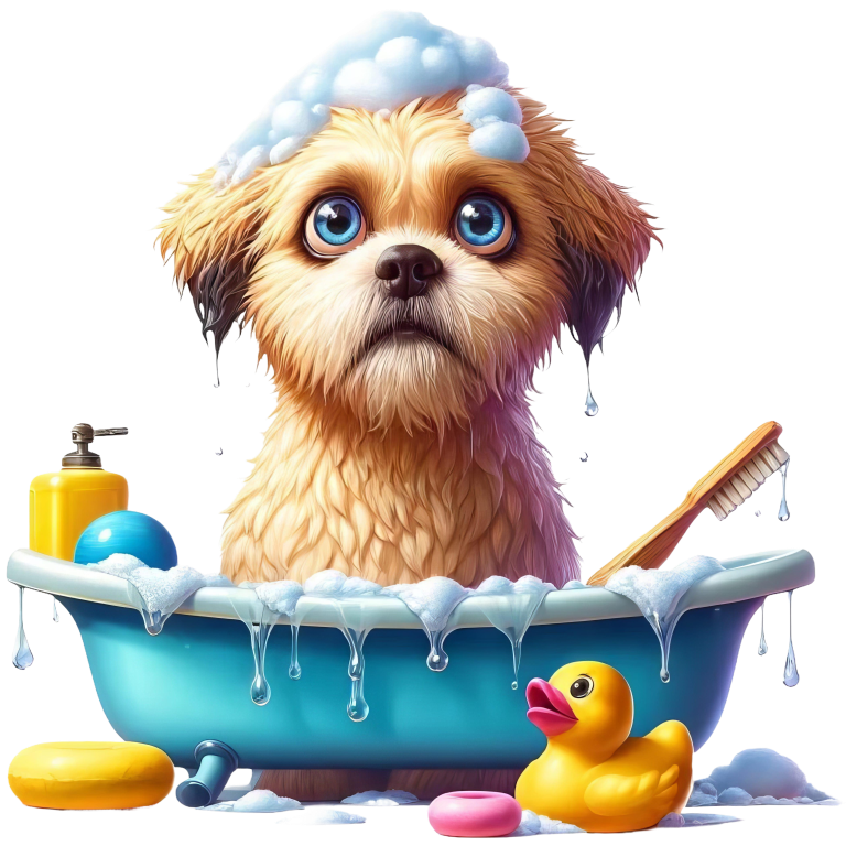 Brown Puppy Bath Tub Soap Vinyl Sticker Decal