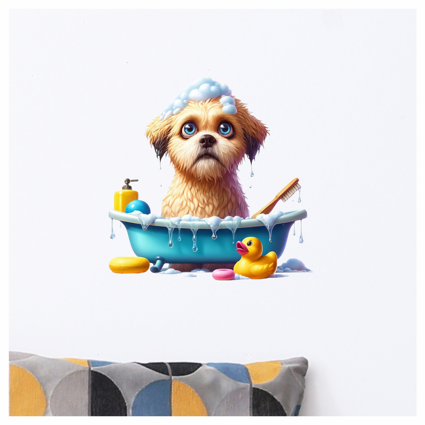 Brown Puppy Bath Tub Soap Vinyl Sticker Decal