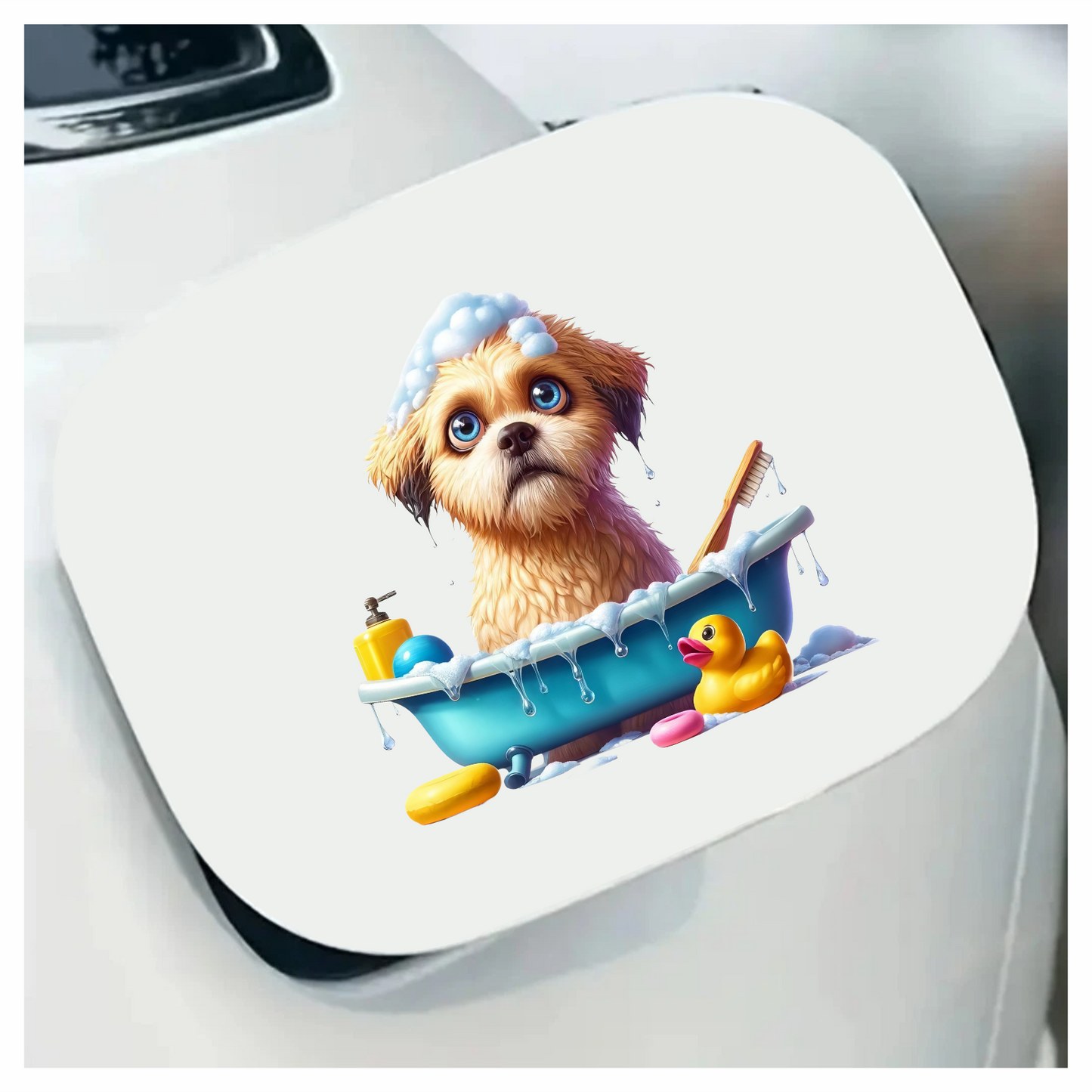 Brown Puppy Bath Tub Soap Vinyl Sticker Decal