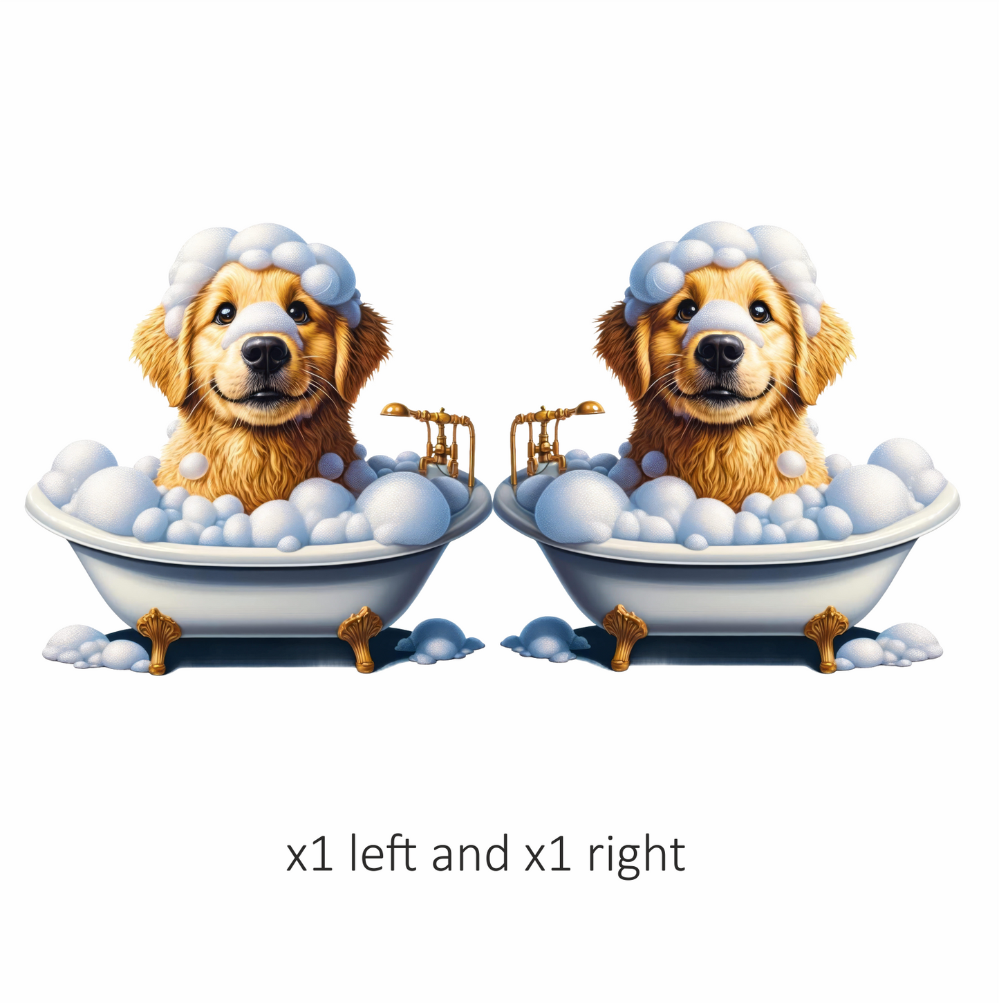 Golden Retriever Puppy Bathtub Bubbles Vinyl Sticker Decal