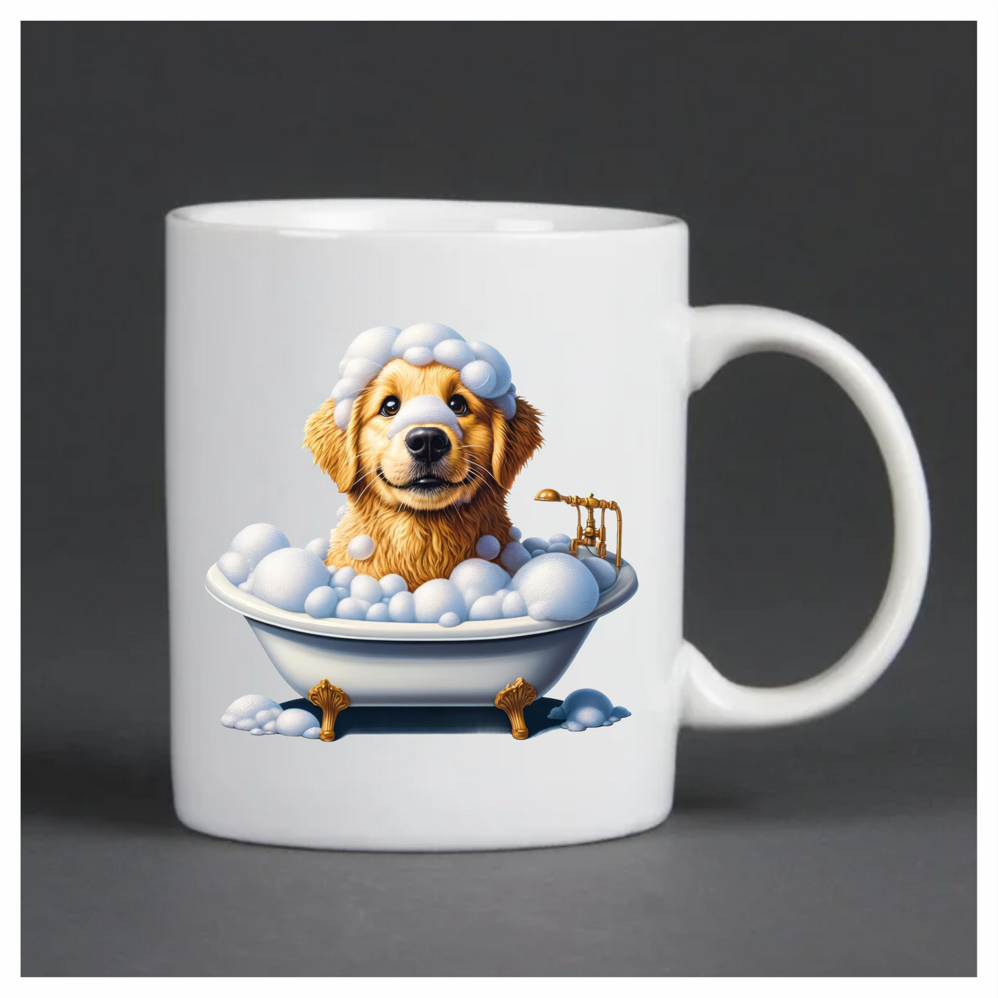 Golden Retriever Puppy Bathtub Bubbles Vinyl Sticker Decal