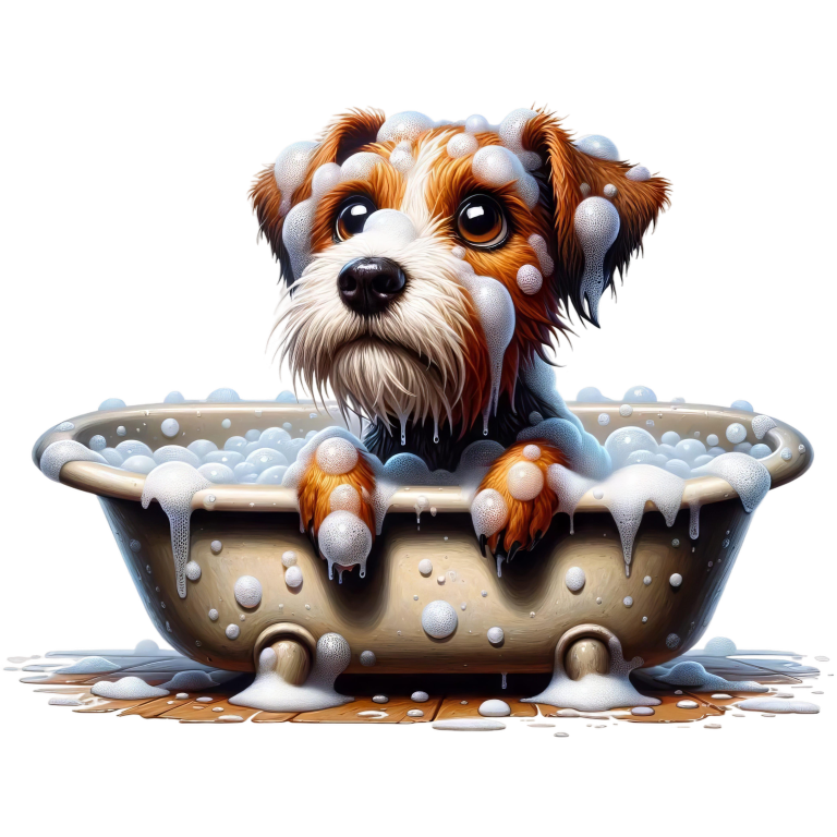 Brown Dog Terrier Bathtub Bubbles Vinyl Sticker Decal
