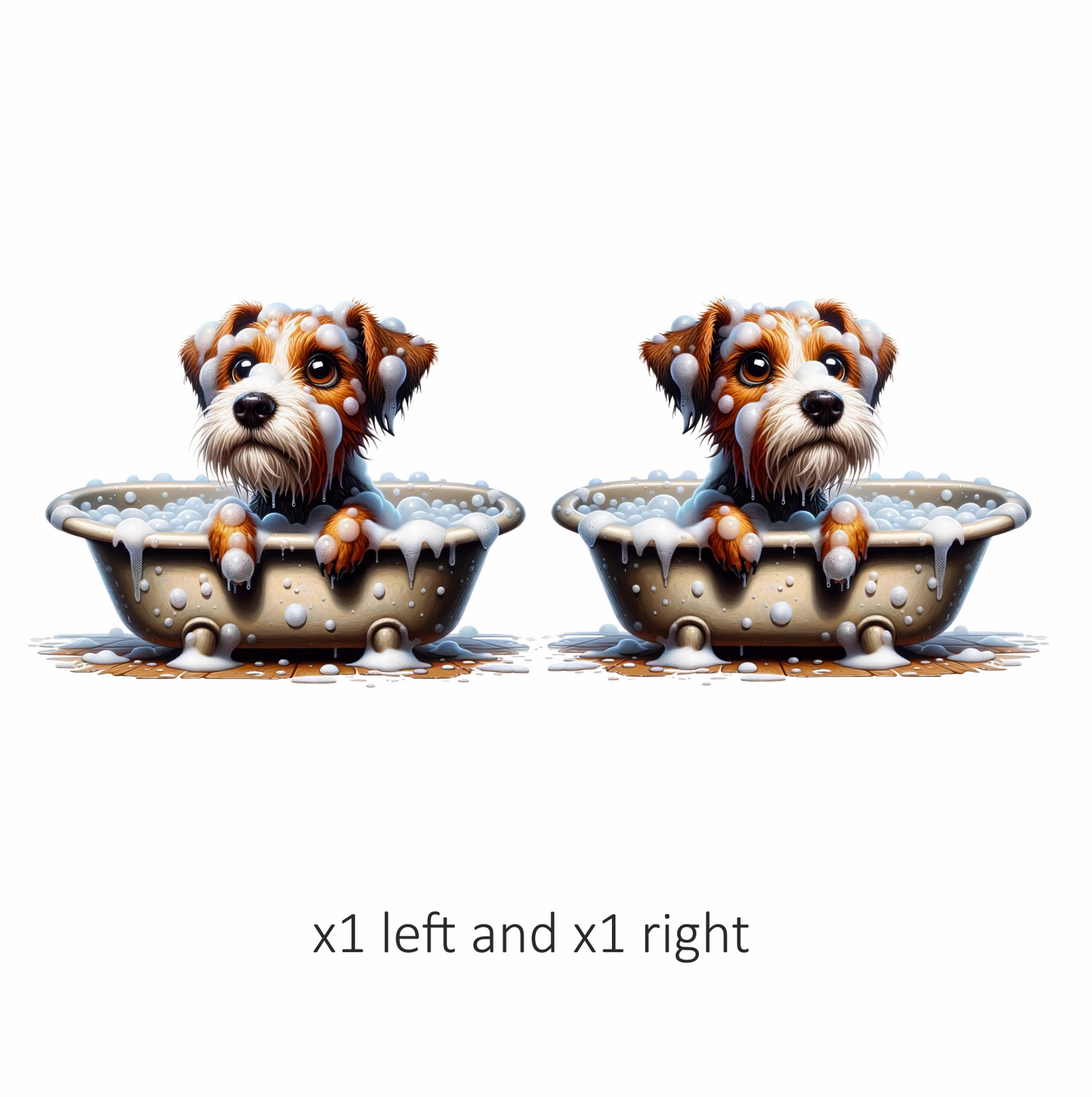 Brown Dog Terrier Bathtub Bubbles Vinyl Sticker Decal