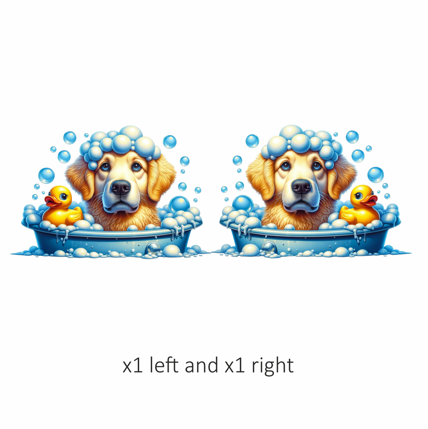 Golden Retriever Dog Bath Blue Vinyl Sticker Decal