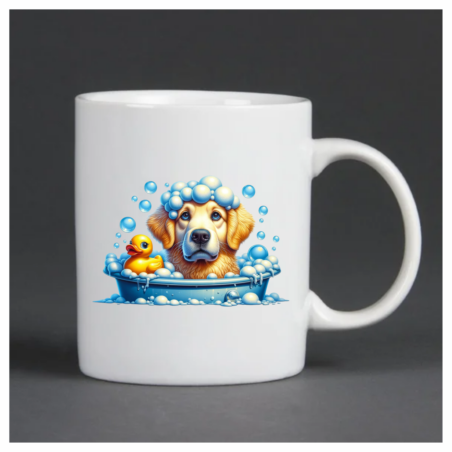 Golden Retriever Dog Bath Blue Vinyl Sticker Decal
